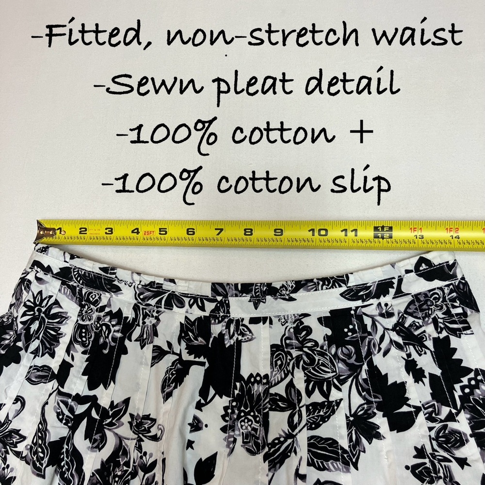 TALBOTS 100% Cotton Black & White Floral A-Line Skirt Sz 4 📦DISCOUNTED SHIPPING - Picture 2 of 13